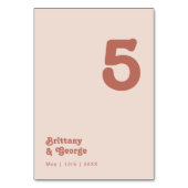 Vibes rétro simples | Numéro de table rose vif (Dos)