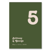 Vibes rétro simples | Numéro de table verte d'oliv (Dos)