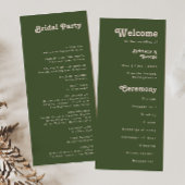 Vibes rétro simples | Programme de mariage vert ol