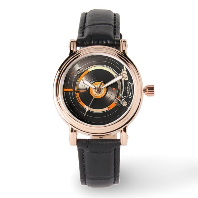  Vibes: Retro Vinyl Record Horloge (Voorkant)