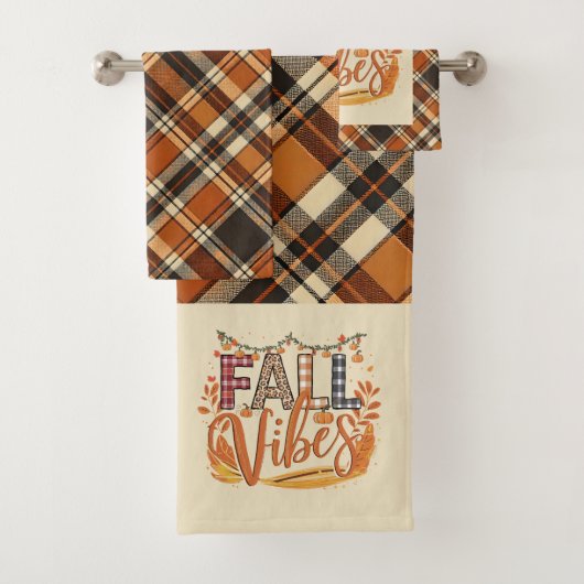 Vibes Rustiques Automne Brûlé Orange Plaid Imprime (En situation)