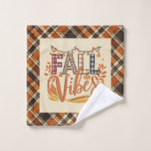 Vibes Rustiques Automne Brûlé Orange Plaid Imprime (Gant de toilette)