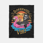 Vibes Skeleton Flamingo Spooky Halloween Zomer Fleece Deken (Voorkant)
