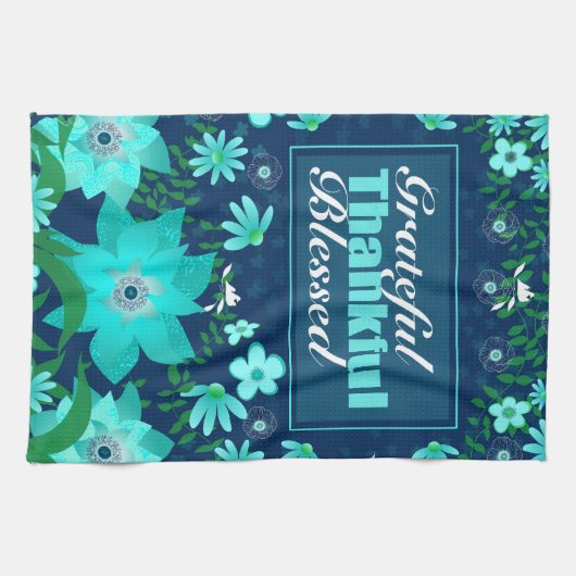 Vibes tropicales Bleu Turquoise Serviettes de cuis (Horizontal)