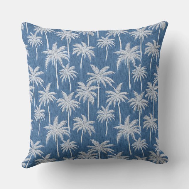 Vibes tropicales bleues Coussin Palm Trees (Verso)