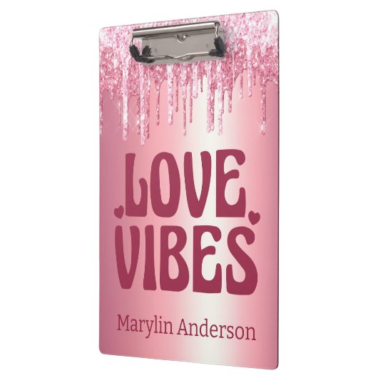 VIBES VALENTIJN PINK GLITTER DRIP CUSTOM KLEMBORD (Links)