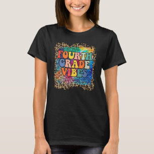 Vibes van de vierde klas luipaard tie-dye terug na t-shirt
