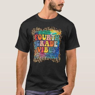 Vibes van de vierde klas luipaard tie dye terug na t-shirt