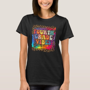 Vibes van de vierde klas luipaard tie-dye terug na t-shirt