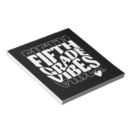 Vibes van vijfde klas terug naar school notitieblok (Schuin)