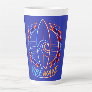 Vibewave Neon Surfplank Design – Retro Wave Glow A Latte Mok