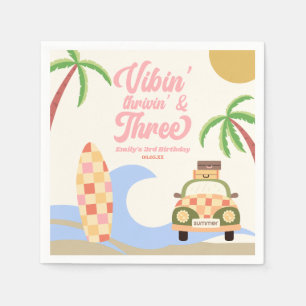 Vibin' & Three Surven Roze 3e verjaardagsfeest Servet