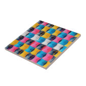 Vibrant 3D Hourglass Geometric Pattern Tegeltje (Zijkant)