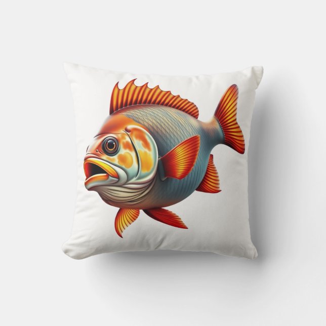 Vibrant 3D Rendering of a Fish Kussen (Voorkant)
