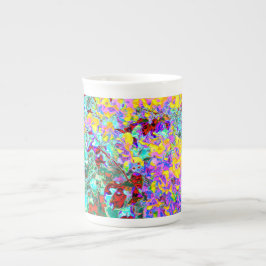 Vibrant Abstract Art Mug – Turquoise Yellow Magent Porselein Kop