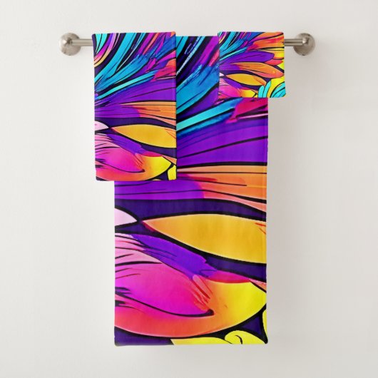 Vibrant Abstract Floral Bad Handdoek (Insitu)