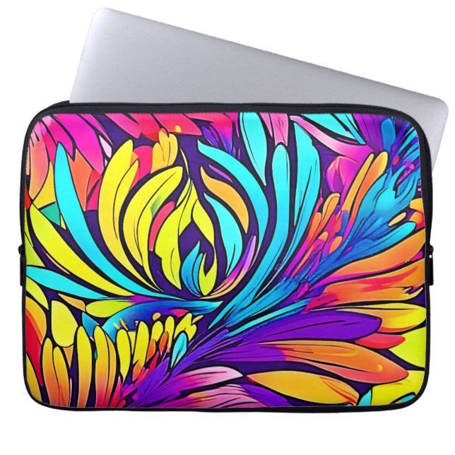 Vibrant Abstract Floral Laptop Sleeve (Voorkant)