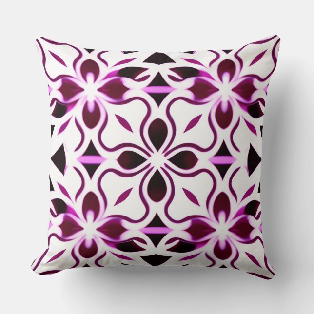 Vibrant Abstract Floral Patroon Kussen (Voorkant)