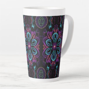 Vibrant Abstract Floral Patroon Latte Mok