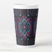 Vibrant Abstract Floral Patroon Latte Mok (Voorkant)