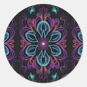 Vibrant Abstract Floral Ronde Sticker