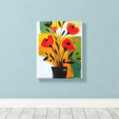 vibrant abstract floral still plant canvas afdruk (Insitu (Houten vloer))