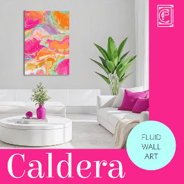 Vibrant Abstract Fluid Art in Hot Pink & Orange Canvas Afdruk