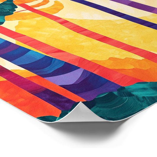 Vibrant Abstract Forest Sunset Poster Wall Art (Coin)