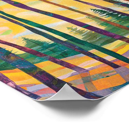 Vibrant Abstract Forest Sunset Poster Wall Art (Coin)