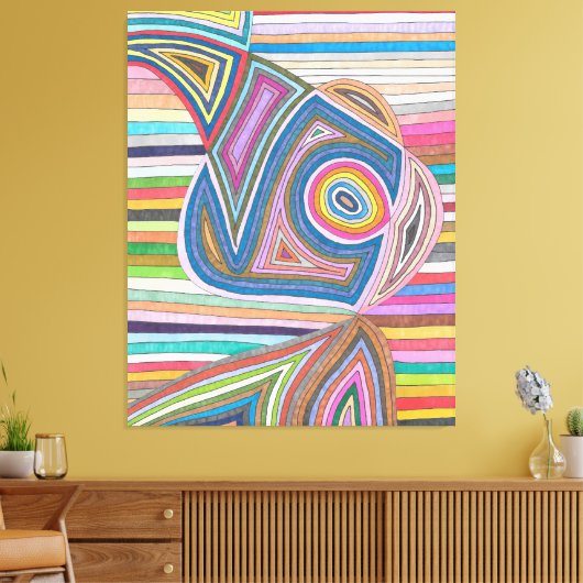 Vibrant Abstract Geometric Striped Pattern Canvas Afdruk (Insitu (Woonkamer))