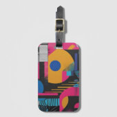 Vibrant Abstract Geometry Glitch Pop Chaos Design  Bagagelabel (Voorkant (verticaal))