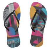 Vibrant Abstract Geometry Glitch Pop Chaos Design Teenslippers (Voetbed)
