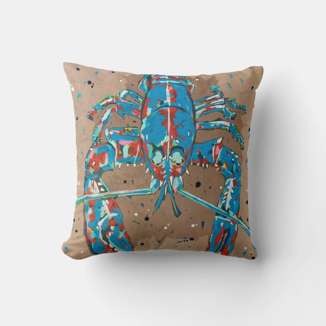 Vibrant Abstract Lobster Kussen (Voorkant)