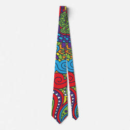 Vibrant Abstract Paisley Pattern Stropdas