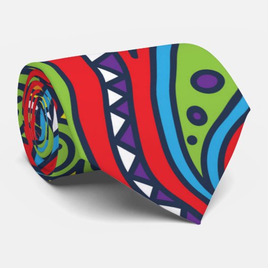 Vibrant Abstract Paisley Pattern Stropdas (Opgerold)