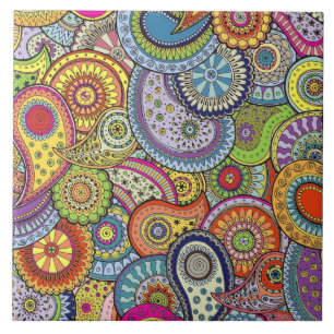 Vibrant Abstract Paisley Pattern Tegeltje