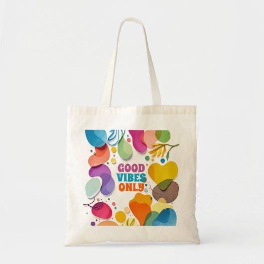 Vibrant Abstract Shapes Botanical Modern Boho Tote Bag (Voorkant)