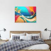 Vibrant Abstract Tropical Beach Scene Canvas Afdruk (Insitu (Slaapkamer))