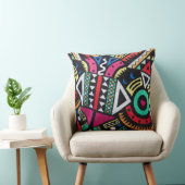 Vibrant Afro-Centric Geometric Pattern – Bold Trib Kussen (Stoel)