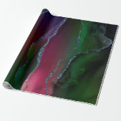 Vibrant Agate | Rich Pink en Green Jewel Tone Cadeaupapier (Uitgerold)