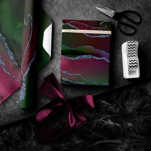 Vibrant Agate | Rich Pink en Green Jewel Tone Cadeaupapier