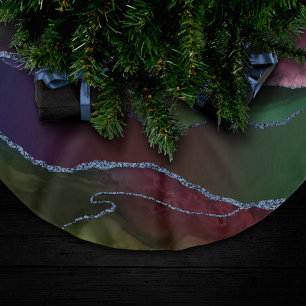 Vibrant Agate   Rich Pink en Green Jewel Tone Kerstboom Rok