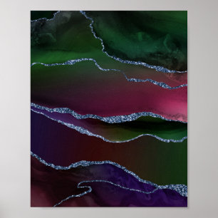 Vibrant Agate   Rich Pink en Green Jewel Tone Poster