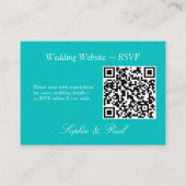 Vibrant Aqua QR Code Site Web Carte RSVP (Devant)