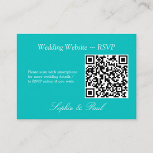Vibrant Aqua QR Code Site Web Carte RSVP