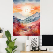 Vibrant Aquarelle Paysage Beaux-Arts Poster Imprim (Bureau à domicile)