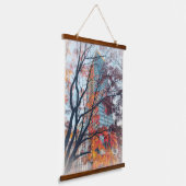 Vibrant Autumn Maple Tree and Skyscraper Hangend Wandkleed (Gebogen)