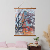 Vibrant Autumn Maple Tree and Skyscraper Hangend Wandkleed (Slaapkamer)