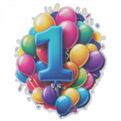 Vibrant Balloon Cluster With Large Number One Sticker (Voorkant)
