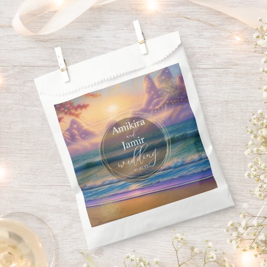Vibrant Beach Background Faux Glitter Weddenschap Bedankzakje (Geknipt)